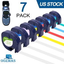 7PK Compatible Dymo LetraTag 91331 91330 12mm White Plastic Label Tape LT-100H