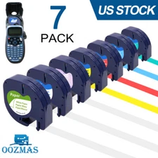 7PK Compatible Dymo LetraTag 91331 91330 12mm White Plastic Label Tape LT-100H