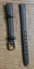 10mm GENUINE CALF LEATHER BROWN APOLLO WATCH STRAP, STITCHED, GOLD BUCKLE, NOS..