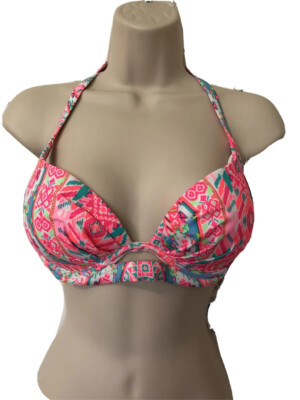 Coco Rave Halter Bikini Top Bra Swimwear Push Up Underwire Size 34 B C