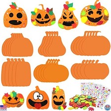 Hifunwu 30-Piece Halloween Foam Pumpkin Craft Kit with Leaves  Rhinestones