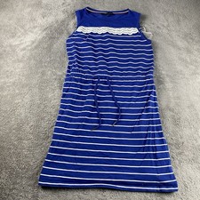 Tommy Hilfiger Shirt Dress Womens Small Blue White Stripe Sleeveless