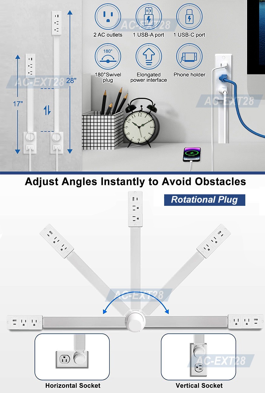 AC Outlet Extender Stick – Electrical Socket Extension For Tight & Hidden Areas