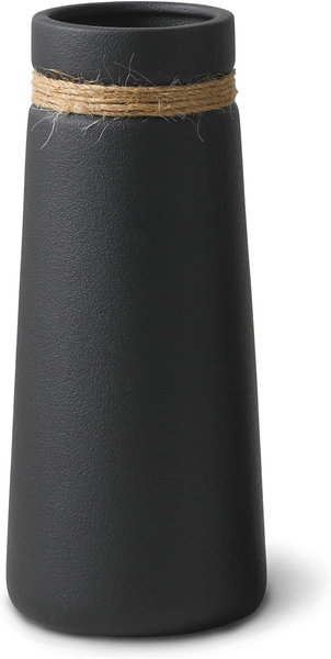 flature Keramik Vase FüR Pampasgras - Matt Schwarz Boho Deko, GroßE Vase 21Cm Fü-image