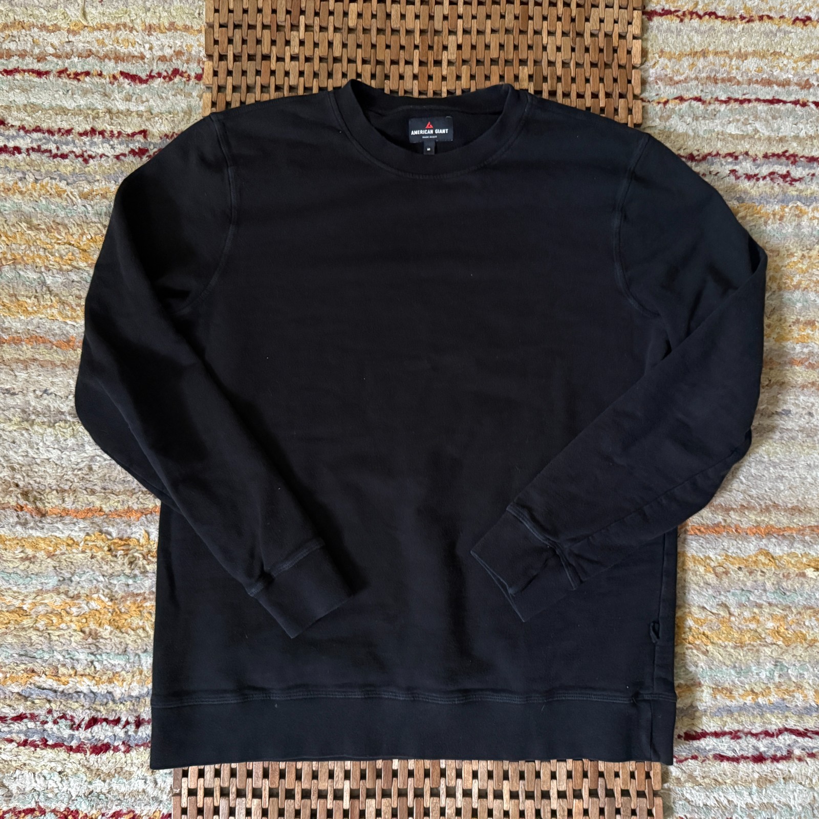 American Giant Crew Neck Sweater Sweatshirt Black Pullover Men's Medium M