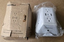 Powrui AHR-508 6 AC Outlets 2 USB Ports Surge Wall Charger 3 Sided White