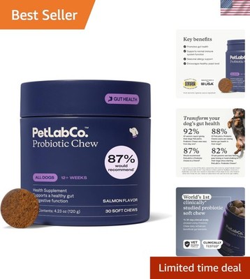 30 Soft Chews for Dogs - Clinically Tested Salmon Probiotics for Digestive Ease