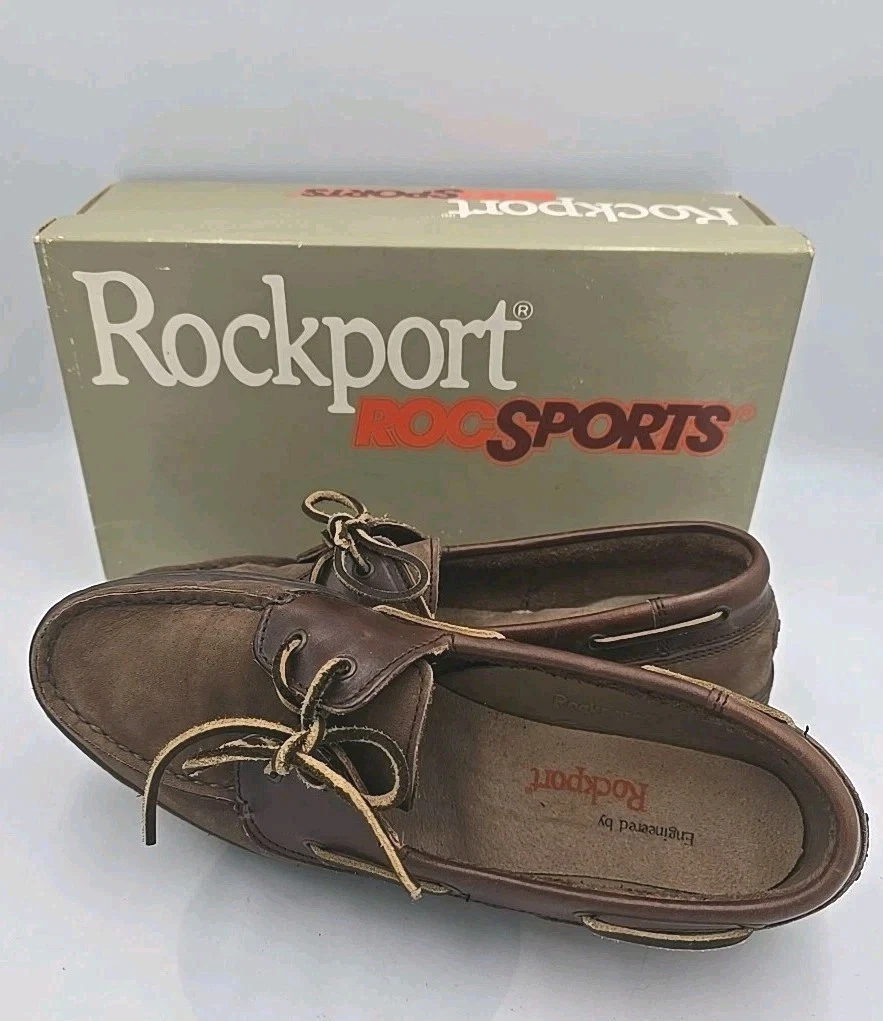 Rockport Women Brown Genuine Leather Loafer Lace-Up Slip-On Boat Shoes 9M