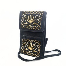 Handmade convertible soft suede embroidered bag