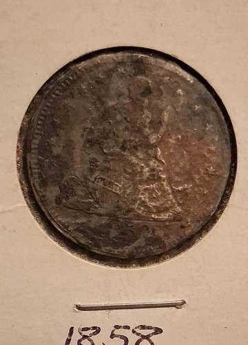 1858 S Seated Liberty Quarter 25C Silver 0.9 Fineness Circulated Coin