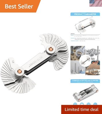 Professional 3-in-1 Thread Gauge   Metric, Whitworth & SAE   Stainless Steel