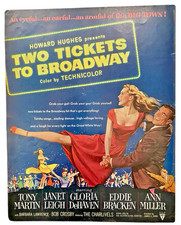 Vtg Howard Hughes Two Tickets To Broadway Print Ad Janet Leigh Ann Miller 1951