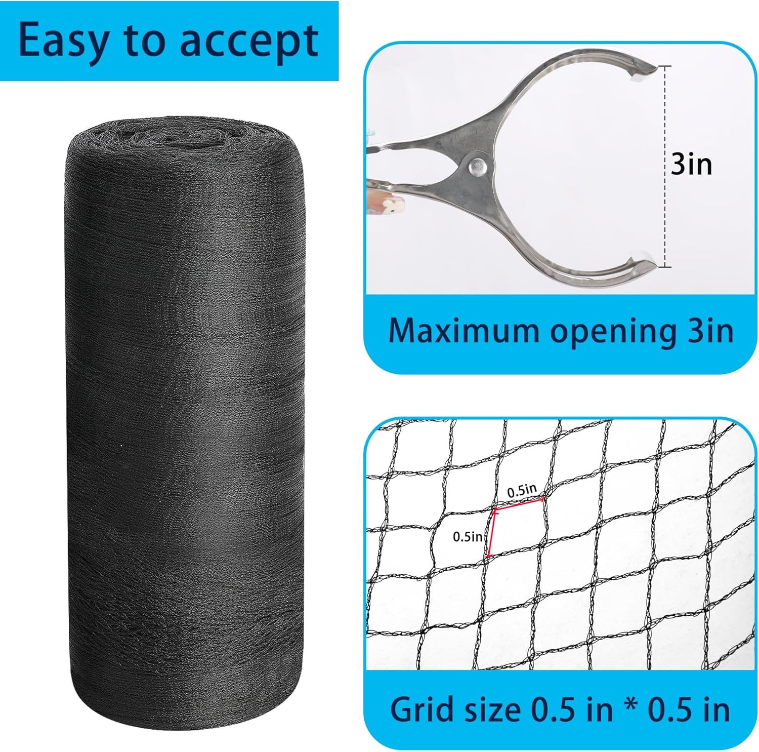 27X27 Ft round Swimming Pool Leaf Net Cover,Pool Mesh Cover with 16 Pcs Metal Cl