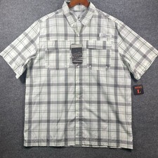 Habit NWT Button Down Fishing Shirt Men's Large Gray/Green Plaid UPF 40 