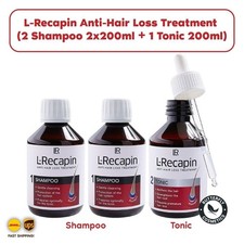 L-Recapin Anti-Hair Loss Set 2 Shampoo 2x200ml  1 Tonic 200ml NEW FORMULA  