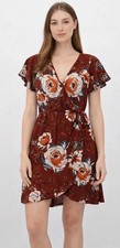 Band of Gypsies Dress XS Burgundy floral pockets hi-lo Y2K Boho Slip Dress