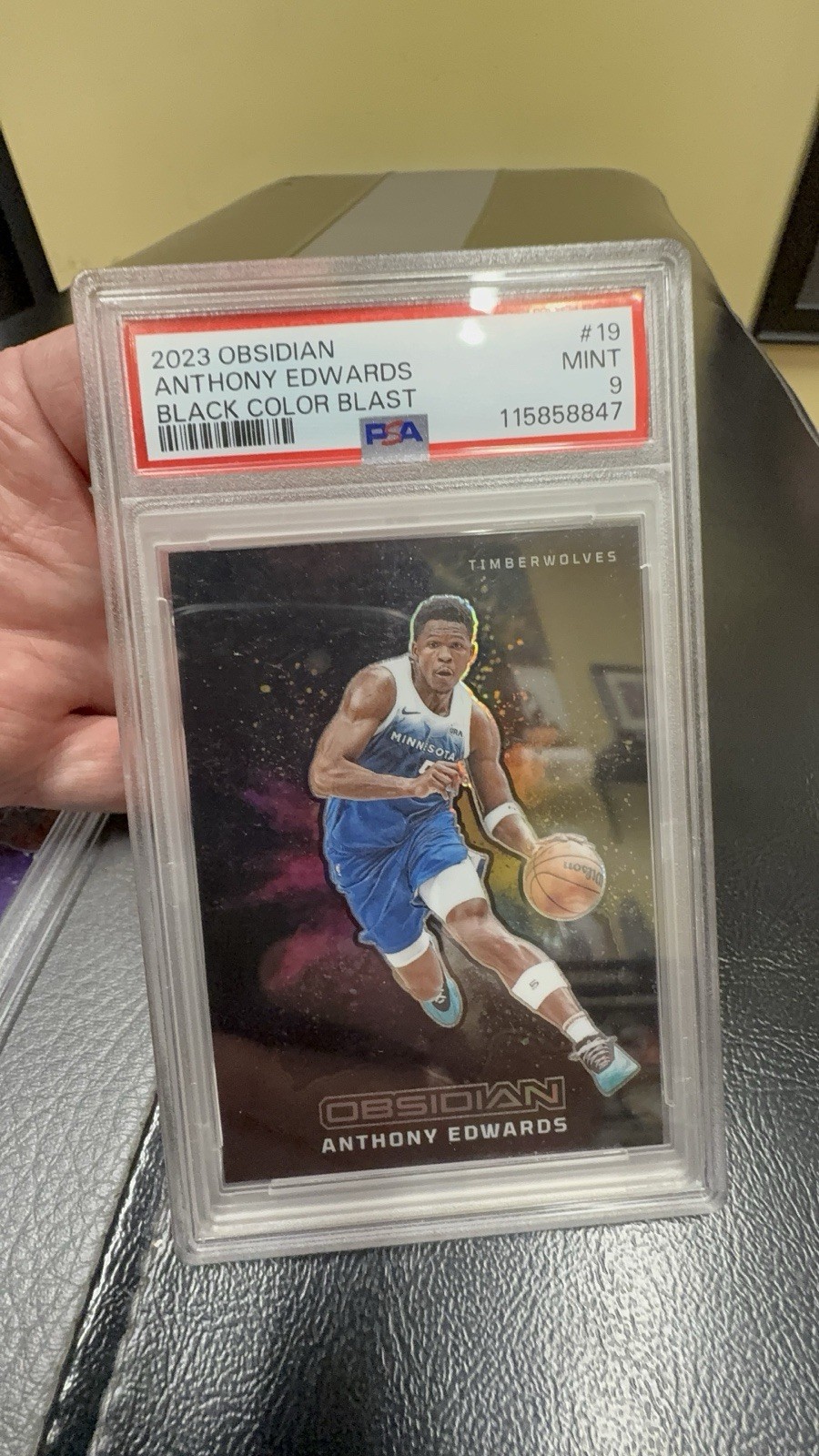 Panini 2023-24 Obsidian Black Color Blast Anthony Edwards #19 PSA 9