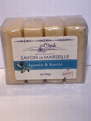 Savon De Marseille La Cigale Jasmin & Karité Soap Pack of 4 x 100g NEW Sealed