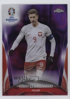 2024 Topps Chrome UEFA Euro Purple Lava Refractor /175 Robert Lewandowski #9 5b1