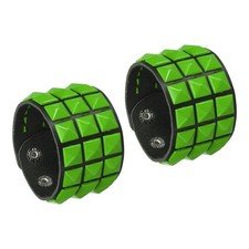 2-teiliges Leder-Punk-Armband 22cm mit Nieten, f&uuml;r gr&uuml;n/schwarz