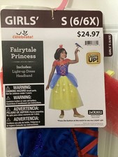 Girls S 6/6X Fairytale Princess Light-Up Dress With Headband Halloween Costume