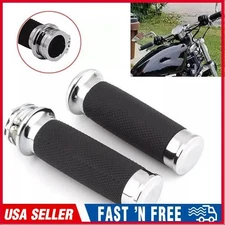 Pair 1" Throttle Hand Grips Handlebar For Harley Touring Road King Dyna Softail