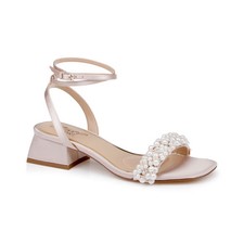 Jewel Badgley Mischka Payton Square Toe Evening Sandals Champagne Satin