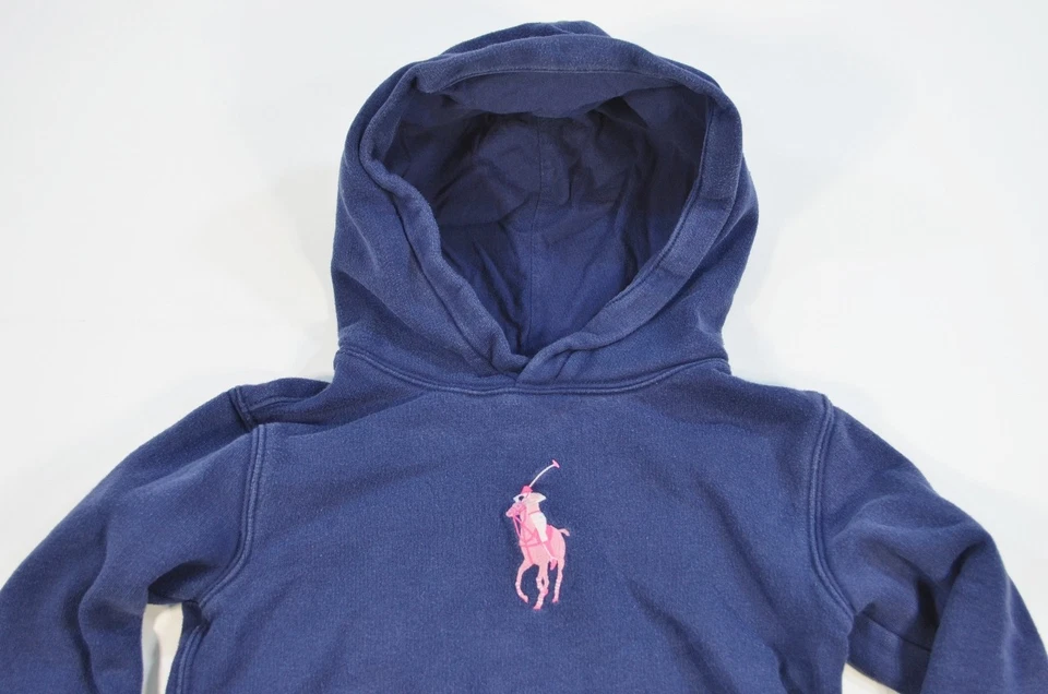 Niños Niñas Polo Ralph Lauren Rosa Pony Azul Marino Sudadera con Capucha Sudadera Talla 6 Foto 2 de 4