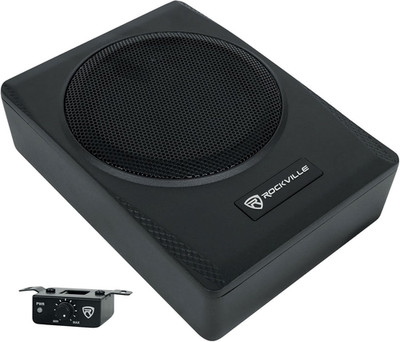 Slim Under-Seat Powered Subwoofer Built-In Amplifier, Aluminum Enclosure, Remote