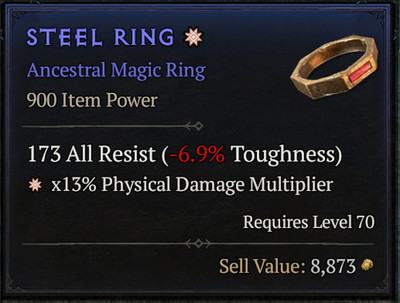   DIABLO 4 SEASON 14   GA Attack Physical Damage Multiplier   Ring  