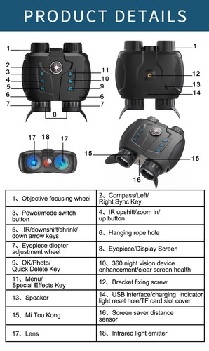 Naked Eye 3D VR Binocular Head Mounted Night Vision Device 7 Colors Effects IP54 - Picture 23 of 24