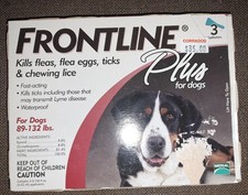 Frontline Plus for Extra Large Dogs 89-132 Lbs. - 3 Doses -Genuine EPA Approved