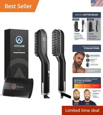 Heated Beard Brush Kit with Anti-Scald & Ionic Frizz Control Technology