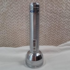 Vintage Rayovac Stainless Steel Flashlight Silver 11 In Handheld Incandescent