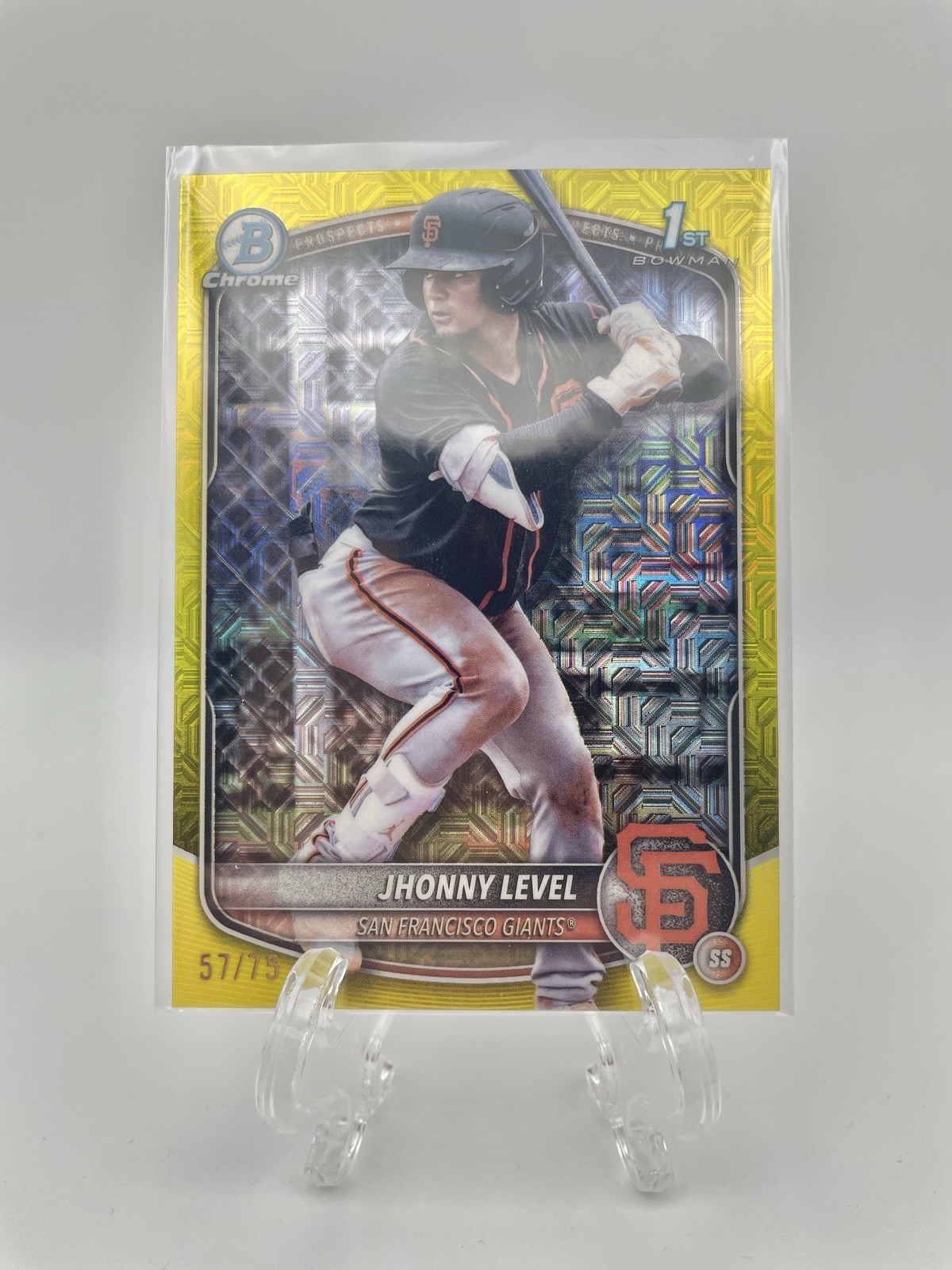 2025 Bowman Chrome Jhonny Level #BCP-147 Yellow Mojo /75