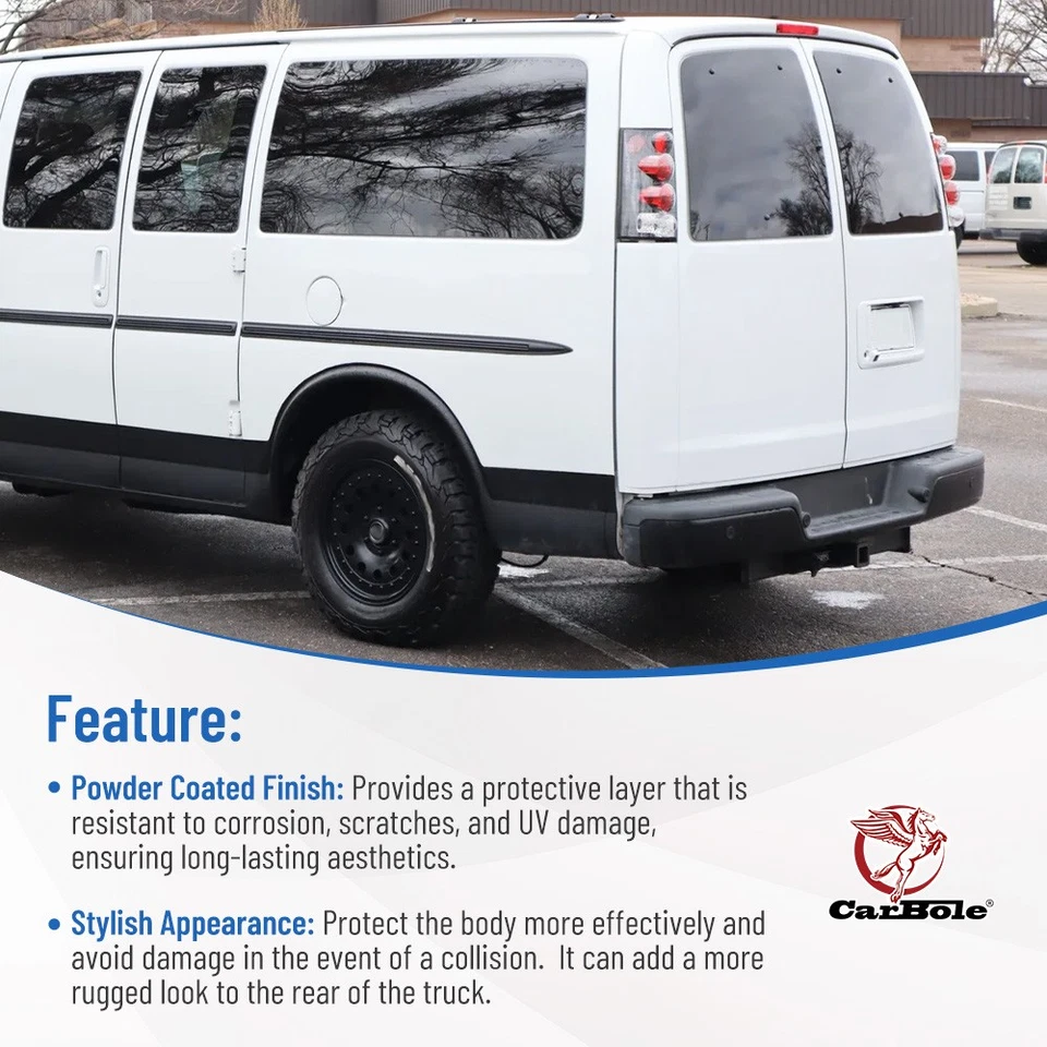 Para 1996-2024 Chevrolet Express/GMC Savana conjunto de para-choque traseiro sem furo - Imagem 2 de 4