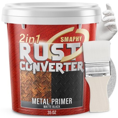 2-in-1 Rust Conveter Automotive, 35 oz Matte Black Rust Conversion Paint for ...