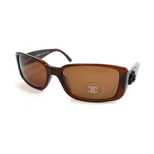 CHANEL Sunglasses Brown Camellia Coco Mark Made in Italy Unisex