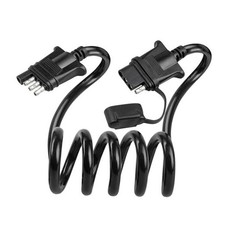 4 Way Flat Trailer Extension Coiled Cable 3 Feet Stretchable 18AWG Vehicle