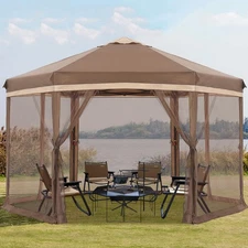 COOSHADE Pop up Canopy, 10X12 Pop up Tent with Mesh Walls, 6 Sides Gazebo, Pa...