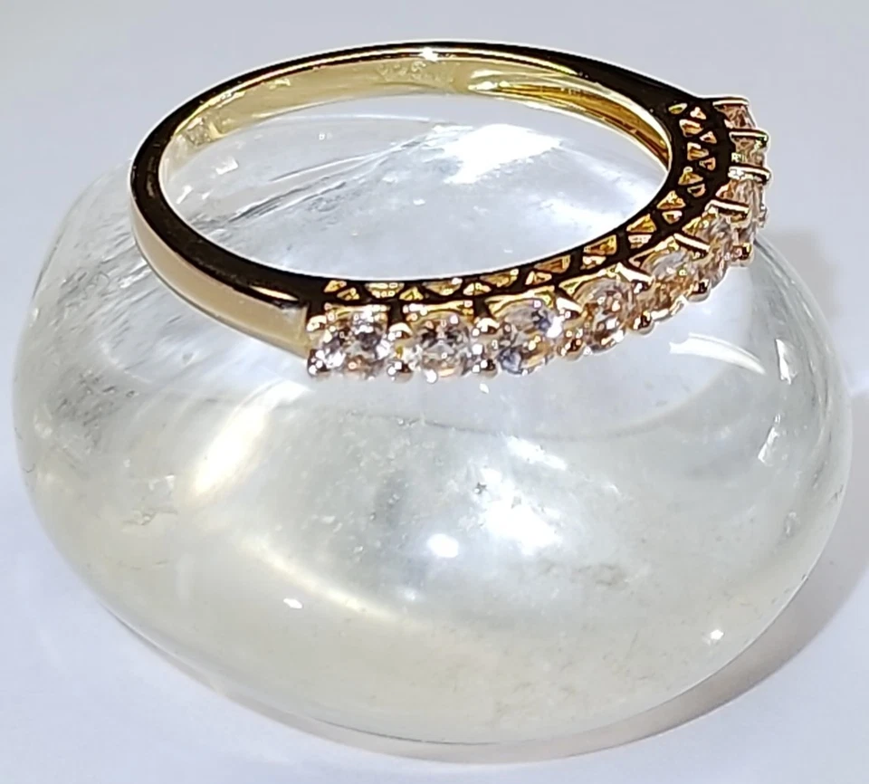 MORGANIT RING GR.21 (ca.66) 925/- SILBER Vergoldet ,9 STEINE 3mm rund - Bild 2 von 4