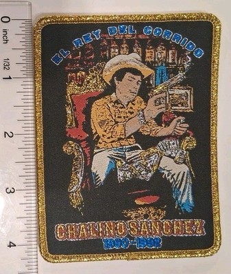Chalino Sanchez El Rey Del Corrido Metallic Gold Border Woven Patch Parche