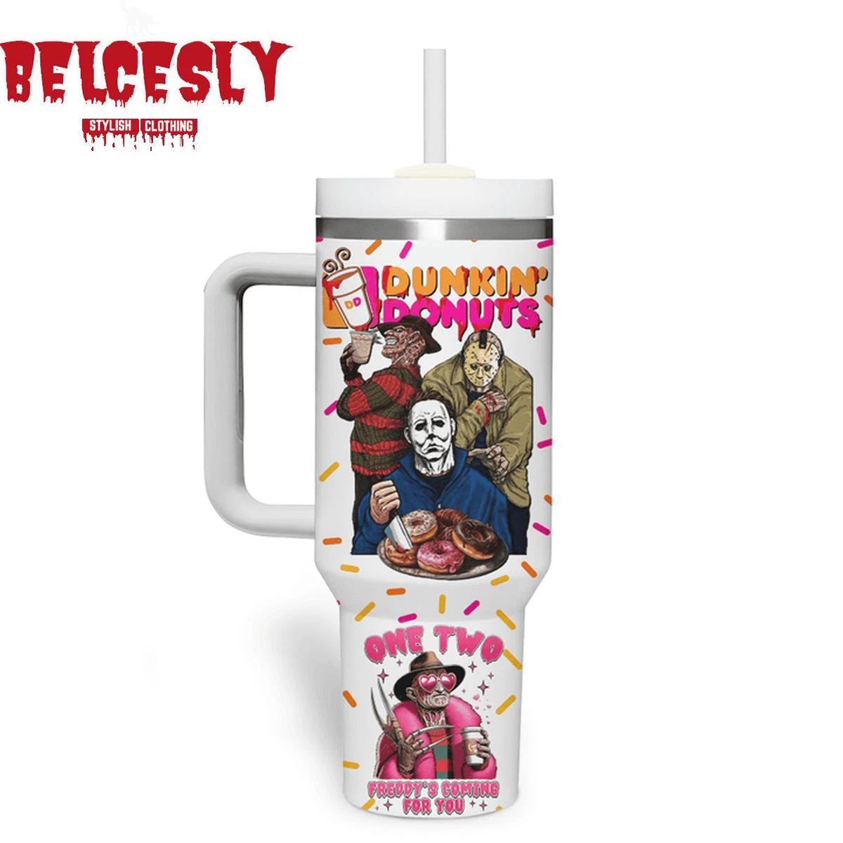 Classic Slasher Horror Inspired Tumbler – 20oz 30oz 40oz with Handle