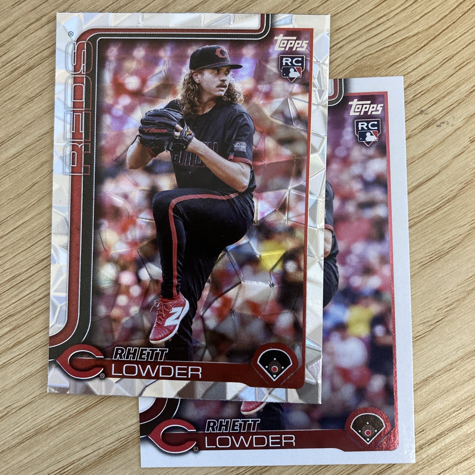 2025 Topps Series 1 Rhett Lowder #205 Diamante Foil (RC) And Base Card Reds