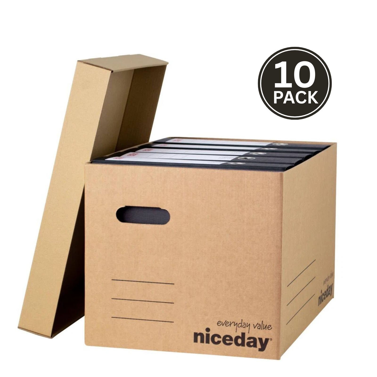 Archive Boxes with Lids & Handles (10-Pack) Extra Large Cardboard Storage Box