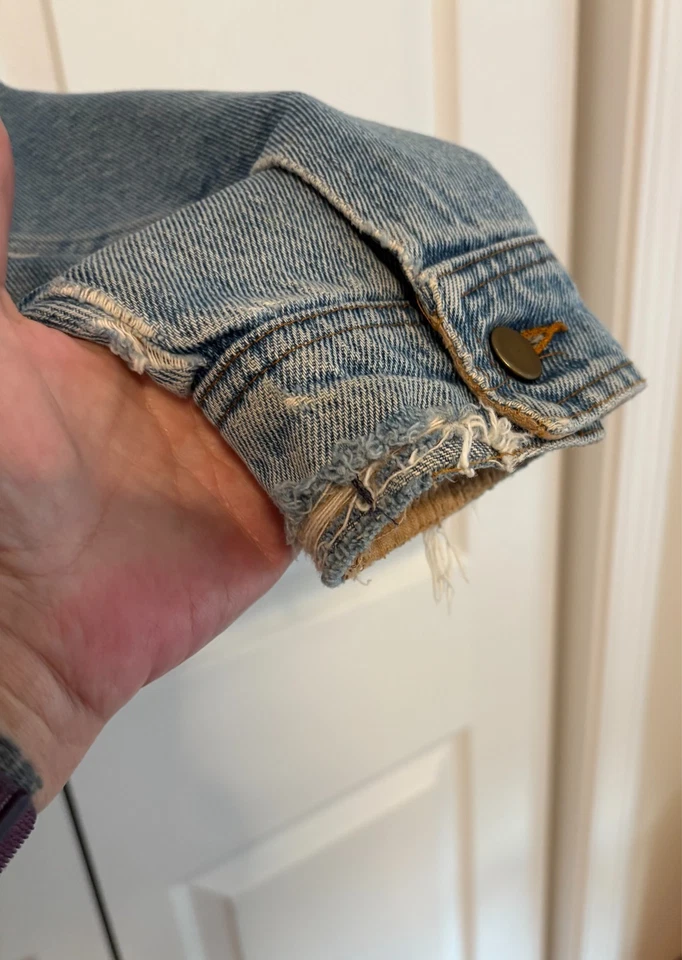 Винтажная джинсовая куртка 90-х Labatt синяя гоночная команда сделано в США вельветовый воротник мужская - Изображение 2 из 4