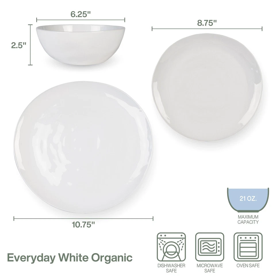 Juego de vajilla orgánica de 12 piezas, servicio para 4 Foto 4 de 4