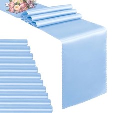 Satin Table Runners - 12 x 108 Inches Long Table Runners 12 Pack Light Blue
