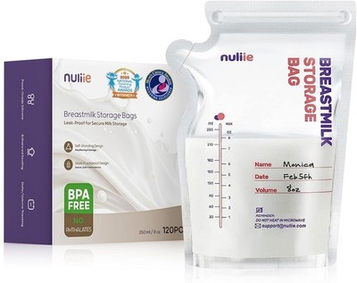 Bolsas desechables para almacenar leche materna de fácil vertido, 120 unidades,