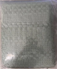 PHF 100% Cotton Waffle Weave Queen Blanket Sage Green 90”X90” New